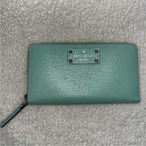 Kate Spade Aqua Leather Zip-Around Wallet